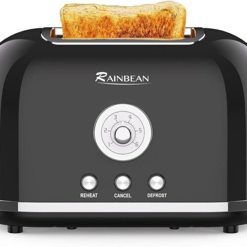 Toaster 2 Slice Retro Toaster Stainless Steel With 6 Bread Shade Settings And Bagel Cancel Defrost Reheat Function, Cute Bread Toaster With Extra Wide Slot And Removable Crumb Tray