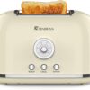 Toaster 2 Slice Retro Toaster Stainless Steel With 6 Bread Shade Settings And Bagel Cancel Defrost Reheat Function, Cute Bread Toaster With Extra Wide Slot And Removable Crumb Tray