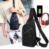 Camouflage Chest Bags Men Crossbody Bag With Headphone Hole